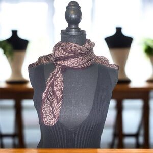 Vintage 90s Scarf Elegant Brown Patterned Scarf Sz 40”X36”